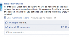 Brita now says they are honoring rebates!