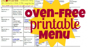 Free printable Oven-Free Menu