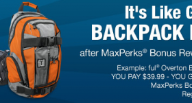 OfficeMax: Get your $.01 backpacks online + a $10 gift card + 3% cash back!