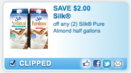 $2/2 Silk Pure Almond Milk printable coupon + more printable coupons!