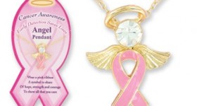 $3 Stocking Stuffers! Angel Pink Ribbon Pendant Necklace (Breast Cancer Awareness)!