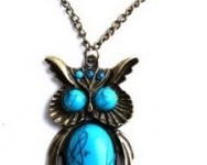 Bronze Owl Turquoise Pendant Necklace $1.34 Shipped!