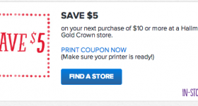 Hallmark Gold Crown: $5 Off $10 In-Store Purchase Coupon Available