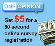 Hurry! Get $5 for a 60 second online survey registration!