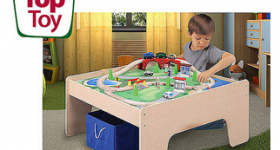 Wooden Train Table with 45 Piece Train Set | Just $45 Shipped!