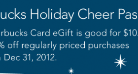 $10 Starbucks Card + 20% Off Holiday Cheer Pass