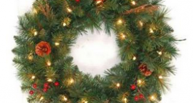 24 in. Pre-Lit Hawkins Pine Wreath with Clear Lights Just $6.49 + Free In-Store Pickup