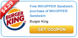 Burger King Whopper Buy One, Get One Whopper Free Coupon Available