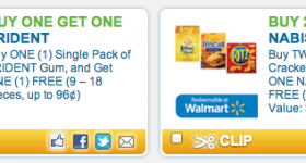 Coupons.com: B2G1 Free Ritz Crackers, B1G1 Free Trident Coupons & More!