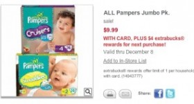 Don’t forget to get Pampers Jumbo Pack Diapers For $3.99 at CVS (through 12/8)