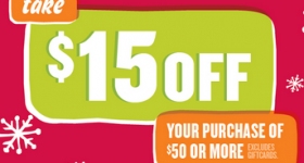 Old Navy: $15 Off $50 Purchase (Valid In-Store Only)