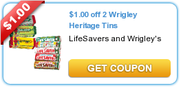 Save $1.00 on Two Wrigley Heritage Tins