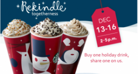 Starbucks: B1G1 Free Holiday Drinks