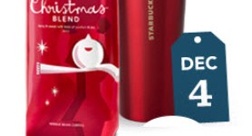 Starbucks: Red Stainless Steel Tumbler for $9.95 or One Pounds Christmas Blend and Tumbler for $19.95