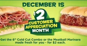 Subway | $2 6″ Subs + Gift Card Giveaway!