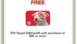 Target: FREE $10 with $50 purchase coupon (Print now!)