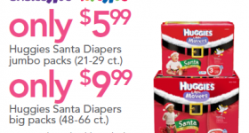 Toys R Us: Huggies Santa Diapers, jumbo pack – only $5.99 – NO Coupons Needed!