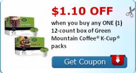 $1.10/1 Green Mountain Coffee K-Cups 12-Pack