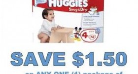 Diaper coupons: $1.50 off Huggies diapers, $1.50 off Pampers diapers, $0.50 off Pampers wipes