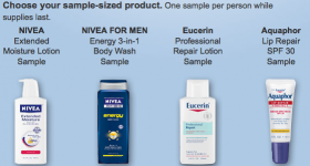 Free Nivea, Eucerin, or Aquaphor sample (Faceboook offer)