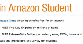 Free six-month subscription to Amazon Prime for Students