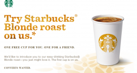 Free Starbucks Blonde Roast Coffee ($2.60 Value in Starbucks eGift Card)