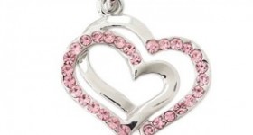 Pink Crystal Double Heart Charm Pendant Necklace Fashion Jewelry only $15.99 (Reg. $26.99)