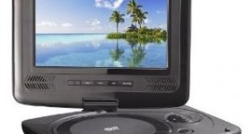 Portable DVD player for $39.73 shipped (swivel screen, USB/SD card reader, 4 hour battery, car bag)
