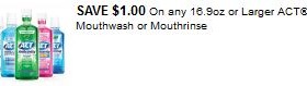 Save $1/1 ACT Mouthwash/Rinse!
