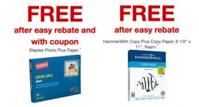 Staples: FREE HammerMill Plus Copy Paper and FREE Staples Photo Plus Paper