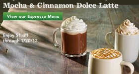 Starbucks: $1 off any Espresso beverage through 1/20