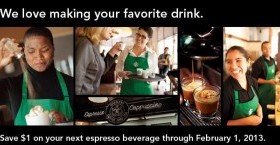 Starbucks $1 Off Espresso Beverage Coupon