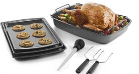Turkey Roasting Pan with Bonus Accessories and Cookie Sheet Set: $9.97 on Clearance