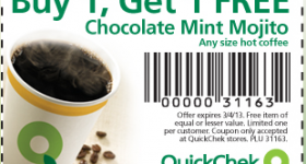 BOGO Free Chocolate Mint Mojito Coffee at Quick Chek this week!