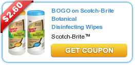 BOGO Scotch-Brite Botanical Disinfecting Wipes Coupon Available