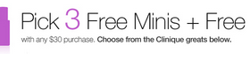 Clinique: Pick 3 Free Minis + Free Shipping with $30 Order