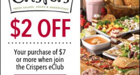 Crispers: Join e-Club for $2 Off $7 Purchase Restaurant Coupon