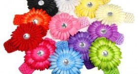Daisy Flower Clip Crocheted Baby Headbands only $.66 each shipped!