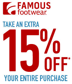 Famous Footwear: 15% Off Entire Purchase Online or In-Store