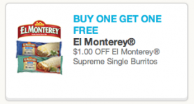 New $1 Off Two El Monterey Supreme Burritos Coupon ($0.69 Each at Target)