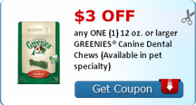 New $3/1 Greenies Canine Dental Chews Printable Coupon Available