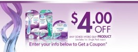 New high value $4 off Schick Hydro Silk coupon (Facebook)