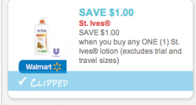 New St. Ives Lotion Coupon – Save $1.00