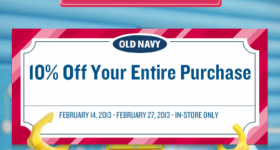 Old Navy Coupon: 10% off Purchase {2/14-2/27}