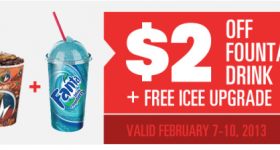 Regal Cinema Coupon: $2 Off Fountain Drink + Free Icee Upgrade