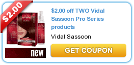 Save $2.00 on Two Vidal Sassoon Pro Series Products