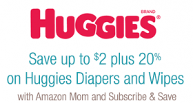 $15 in Huggies coupon savings on Amazon + Additional 20% off for Amazon Moms