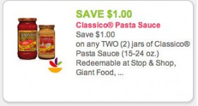 Classico Printable Coupon + Ibotta Offer = Pasta Sauce for $1 or Less at Target