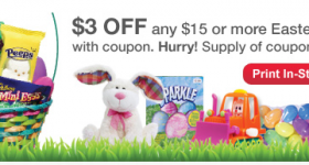 CVS: $3 Off $15 Easter Purchase Stackable Coupon Available
