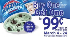 Dairy Queen: Blizzards on sale Buy One, Get One $.99 (through 3/24)